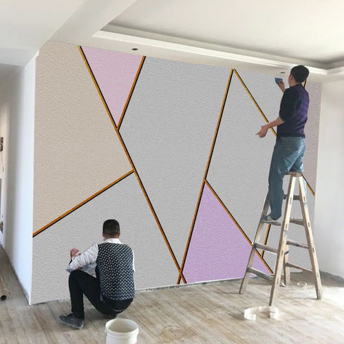 電視背景墻裝飾新趨勢 8D北歐現代幾何壁畫的魅力